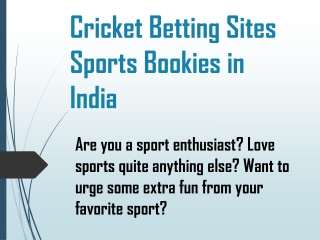 Cricket Betting Tips Sports Bookies in India