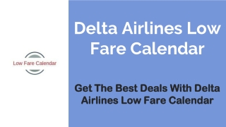 Delta Airlines Low Fare Calendar