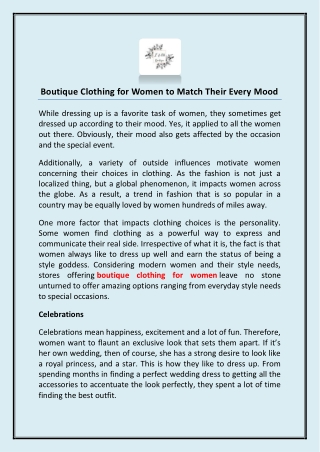 Boutique Clothing for Women to Match Their Every Mood