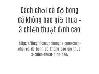 Cách chơi cá độ bóng đá không bao giờ thua – 3 chiến thuật đỉnh cao