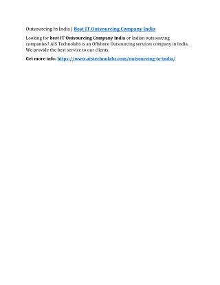 Outsourcing In India | Best IT Outsourcing Company India