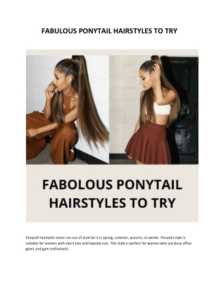 FABULOUS PONYTAIL HAIRSTYLES TO TRY