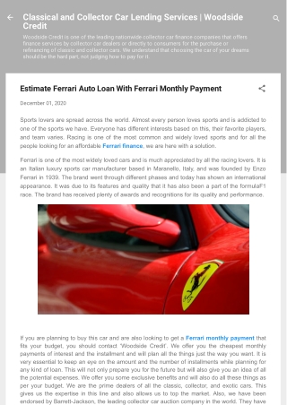 Estimate Ferrari Auto Loan With Ferrari Monthly Payment