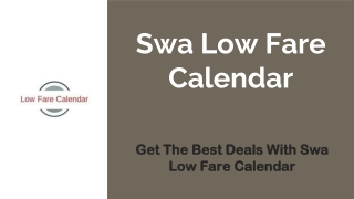 Swa Low Fare Calendar