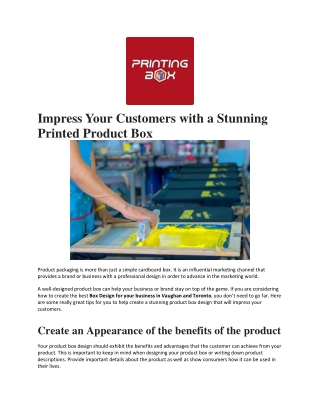 Impress Your Customers with a Stunning Printed Product Box