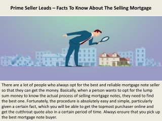 Prime Seller Leads – Facts To Know About The Selling Mortgage