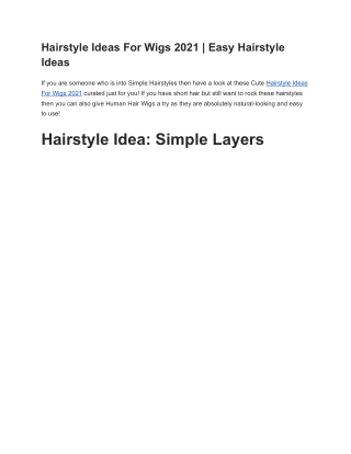 Hairstyle Ideas For Wigs 2021 | Easy Hairstyle Ideas