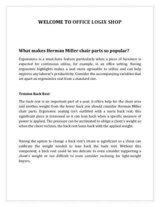 What makes Herman Miller chair parts so popular