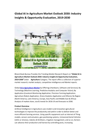 Global AI in Agriculture Market Outlook 2030: Industry Insights & Opportunity Evaluation, 2019-2030