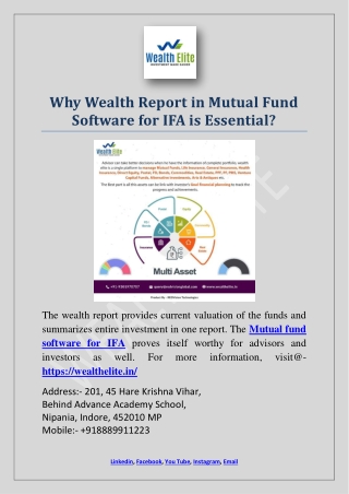 Why Wealth Report in Mutual Fund Software for IFA is Essential?