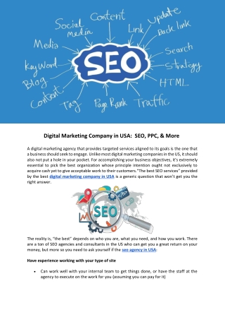 Digital Marketing Company in USA:  SEO, PPC, & More