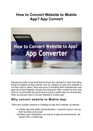 How to Convert Website to Mobile App? App Convert
