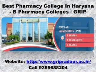 Best Pharmacy College In Haryana - B Pharmacy Colleges | GRIP