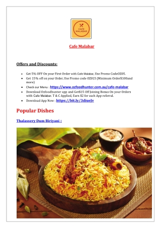 5% Off - Cafe Malabar - South Indian food Takeaway Fremantle, WA