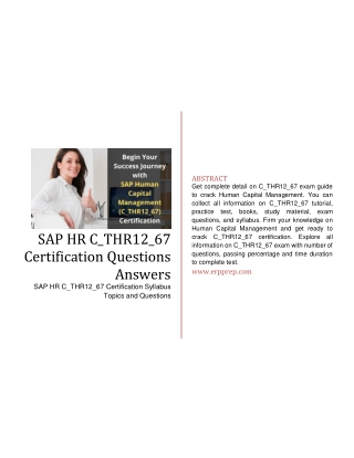 SAP HR C_THR12_67 Certification Questions Answers [PDF]