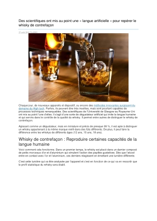 Des scientifiques ont mis au point une « langue artificielle » pour repérer le whisky de contrefaçon