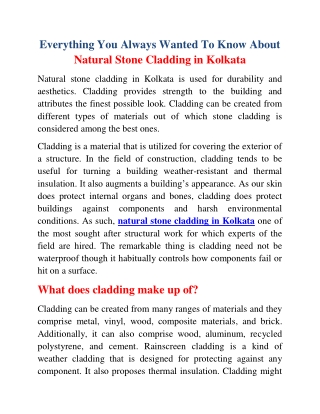 Everything You Always Wanted To Know About Natural Stone Cladding in Kolkata