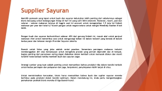 Supplier Sayuran