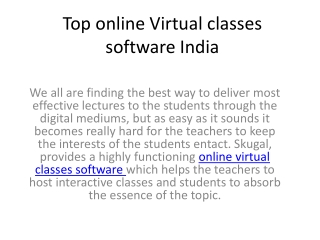 Top online Virtual classes software India