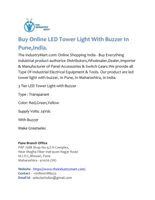 Buy Online LED Tower Light with Buzzer In Pune