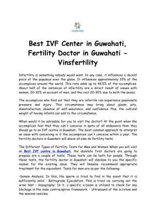 Best IVF Center in Guwahati, Fertility Doctor in Guwahati - Vinsfertility