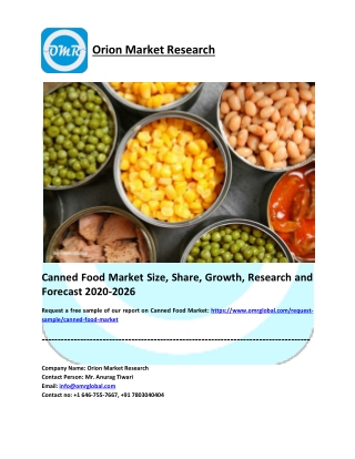 Canned Food Market Research and Forecast 2020-2026