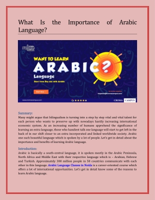 What Is the Importance of Arabic Language?