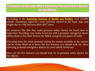 5 Features to Consider When Choosing Personal Safety Alarms for the Elderly