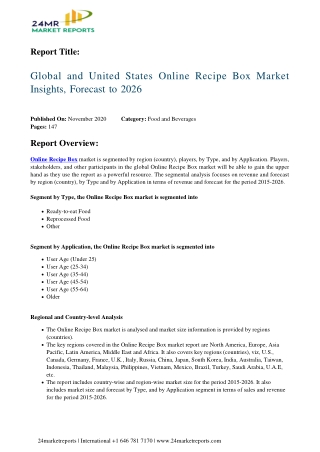 Online Recipe Box Market Insights, Forecast to 2026