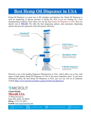 Best Hemp Oil Dispenser in USA