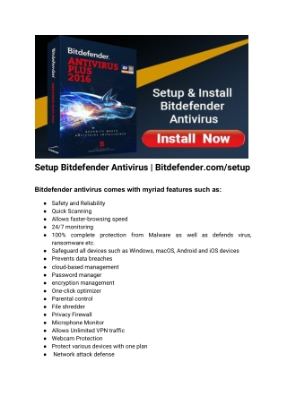 Setup Bitdefender Antivirus | Bitdefender.com/setup