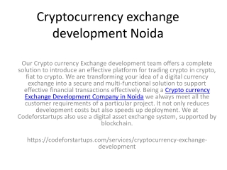 Cryptocurrency exchange development Noida