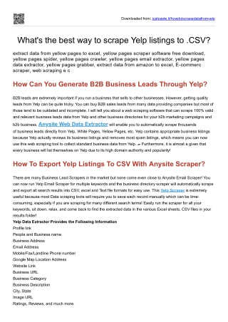 What's the best way to scrape Yelp listings to .CSV?
