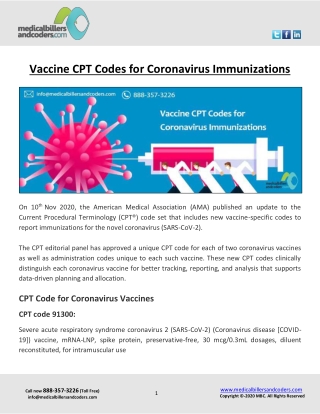 Vaccine CPT Codes for Coronavirus Immunizations