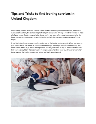 Tips and Tricks to find Ironing services In United Kingdom