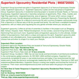 Supertech upcountry plots Greater Noida