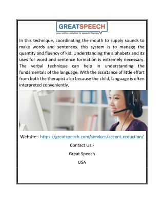 Accent Reduction Therapy | Greatspeech.com