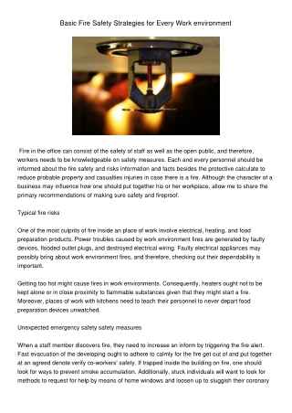 BasicFireSafetyMethodsforEverysinglePlaceofwork
