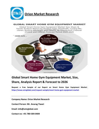 Global Smart Home Gym Equipment Market Size, Share & Forecast To 2020-2026
