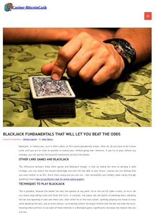 Blackjack fundamentals to win odds