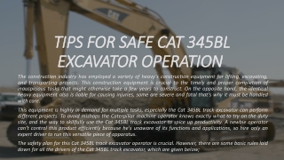 Tips For Safe Cat 345BL Excavator Operation