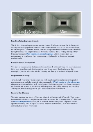 Benefits of cleaning your air ducts