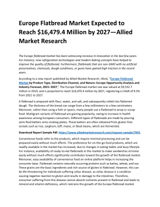 Europe Flatbread Market Expected to Reach $16,479.4 Million by 2027—Allied Market Research