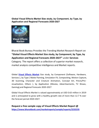 Global Visual Effects Market Size study, by Component, by Type, by Application and Regional Forecasts 2020-2027