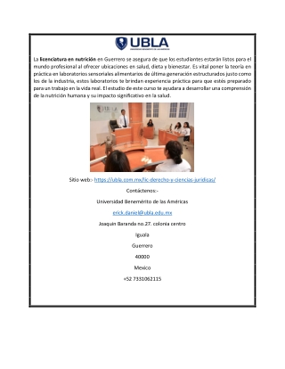 Licenciatura en Derecho y Ciencias Jurídicas I UBLA - Universidad Benemérito de las Américas