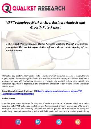 VRT Technology Market Size, Scope, Growth Analysis and Forecast Report to 2027