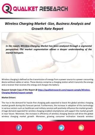 Wireless Charging Market Size, Industry Analysis and Forecast Report to 2027