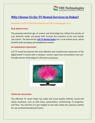 Why Choose Us for TV Rental Services in Dubai?