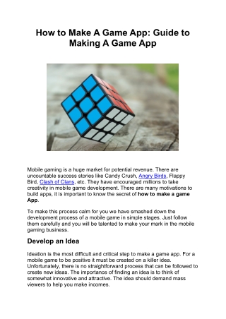How to Make A Game App: Guide to Making A Game App