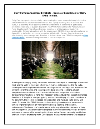 CEDSI- Dairy Farm Management